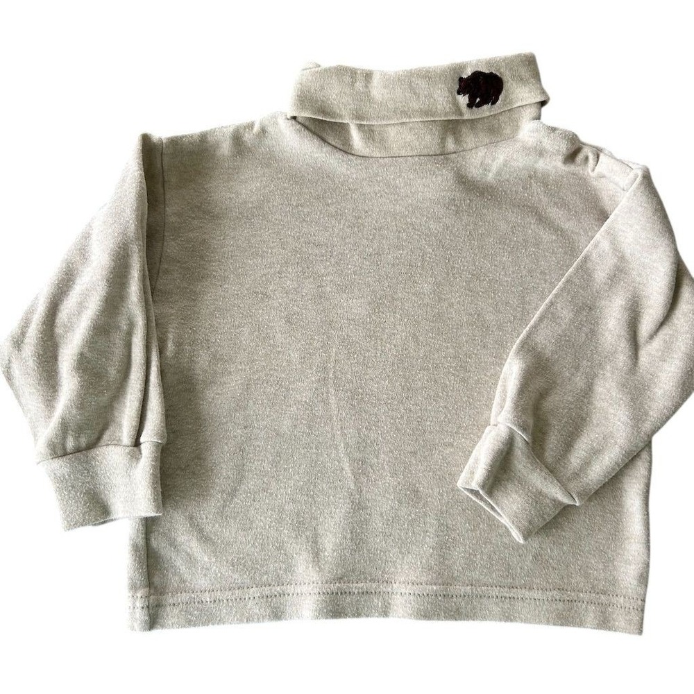 VTG 90s Kitestrings Kids Turtleneck Pullover USA Made Bear Embroidery Beige 3T